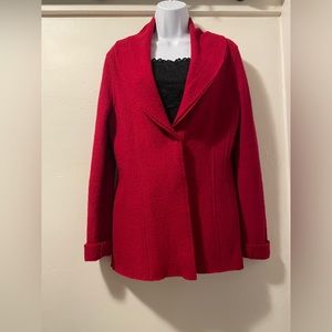 Cabi Red 100% Merino Wool Shawl Collared Unlined Jacket